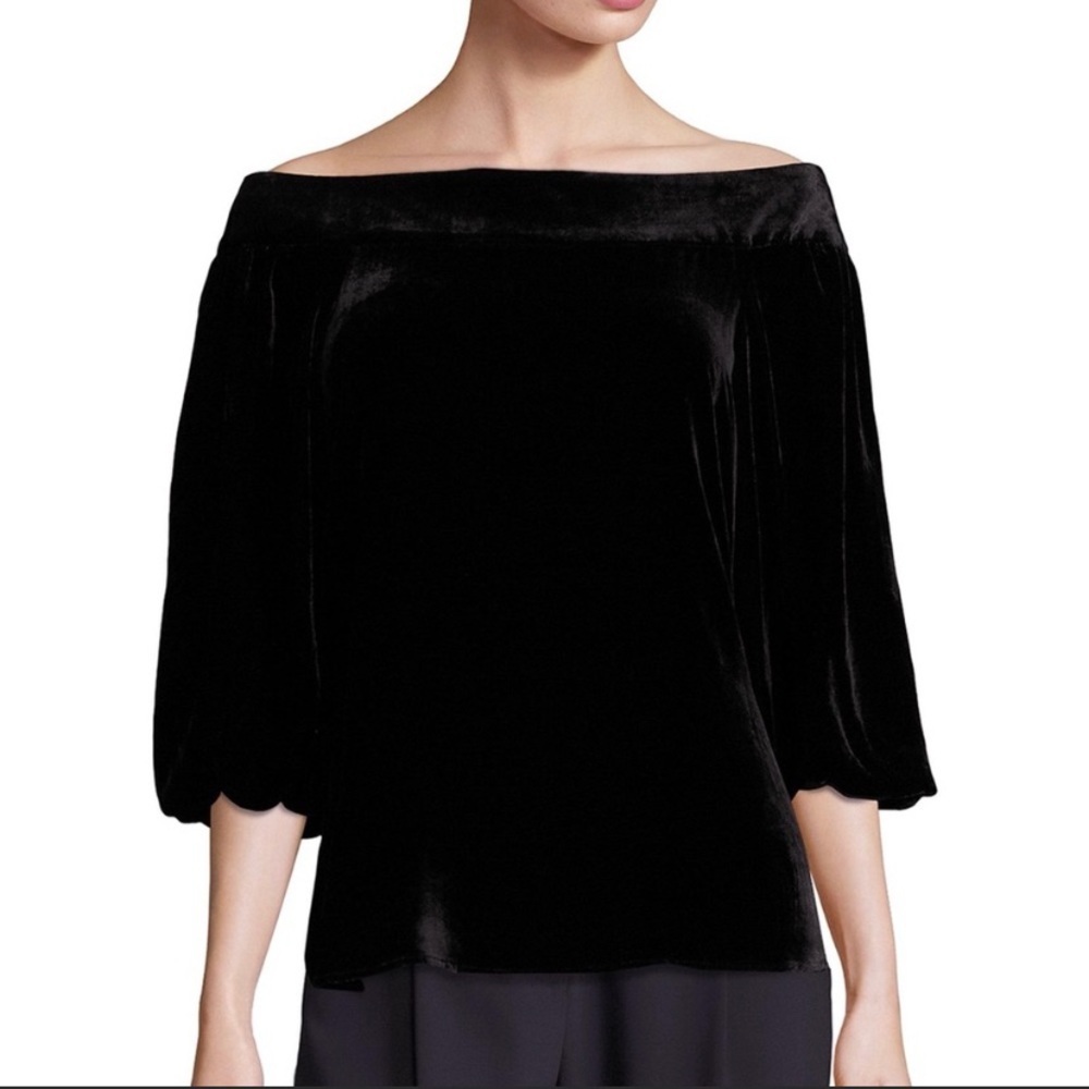 Tibi Off shoulder velvet top black sz S